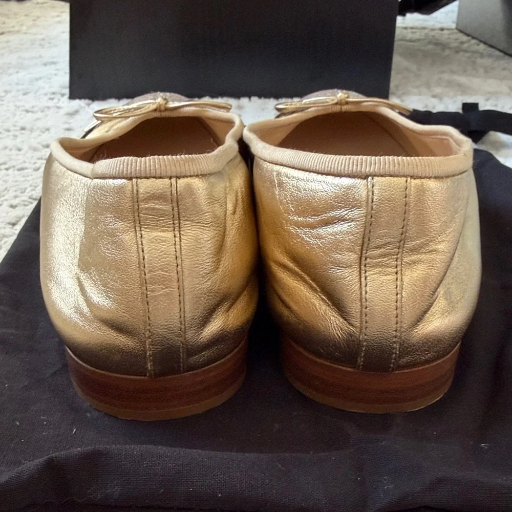 Gold Chanel Ballet Flats